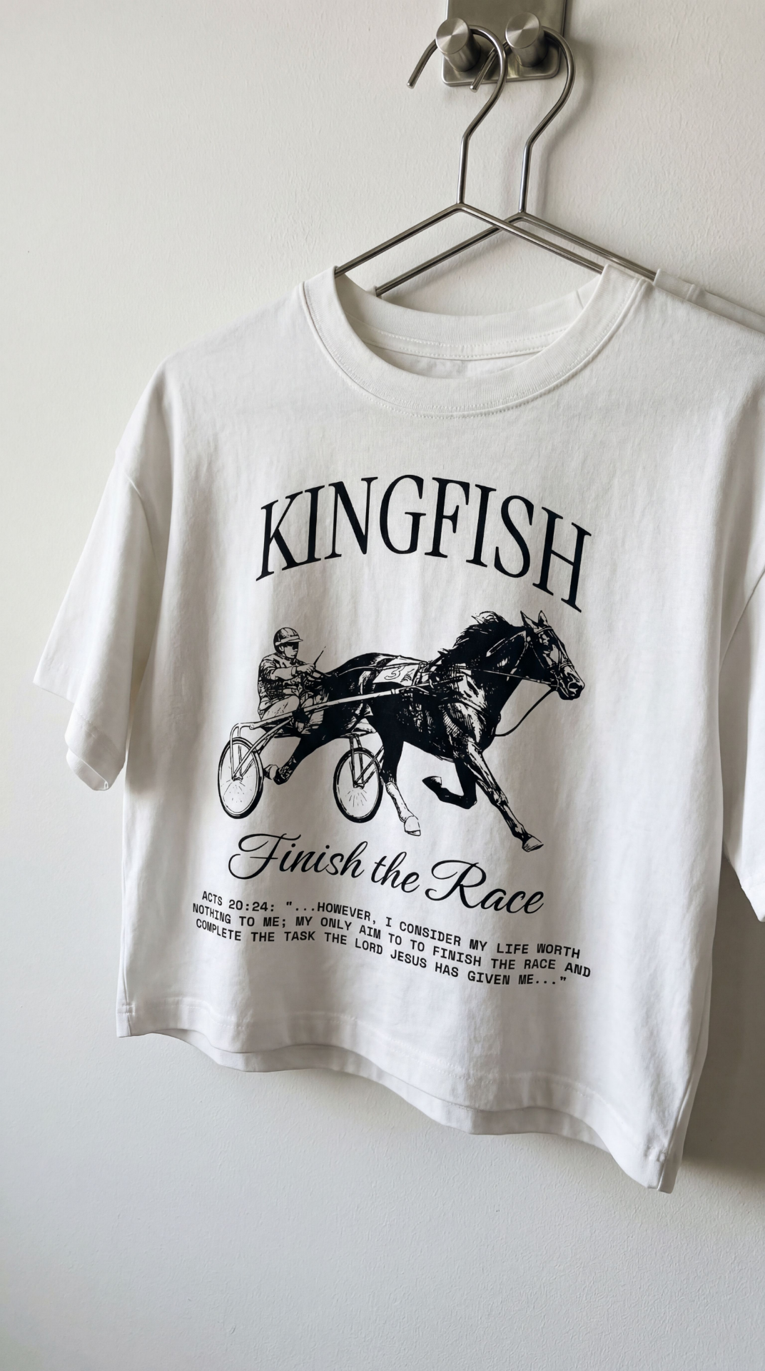 Kingfish Finish the Race Crop Top — Vintage Harness Racing Graphic
