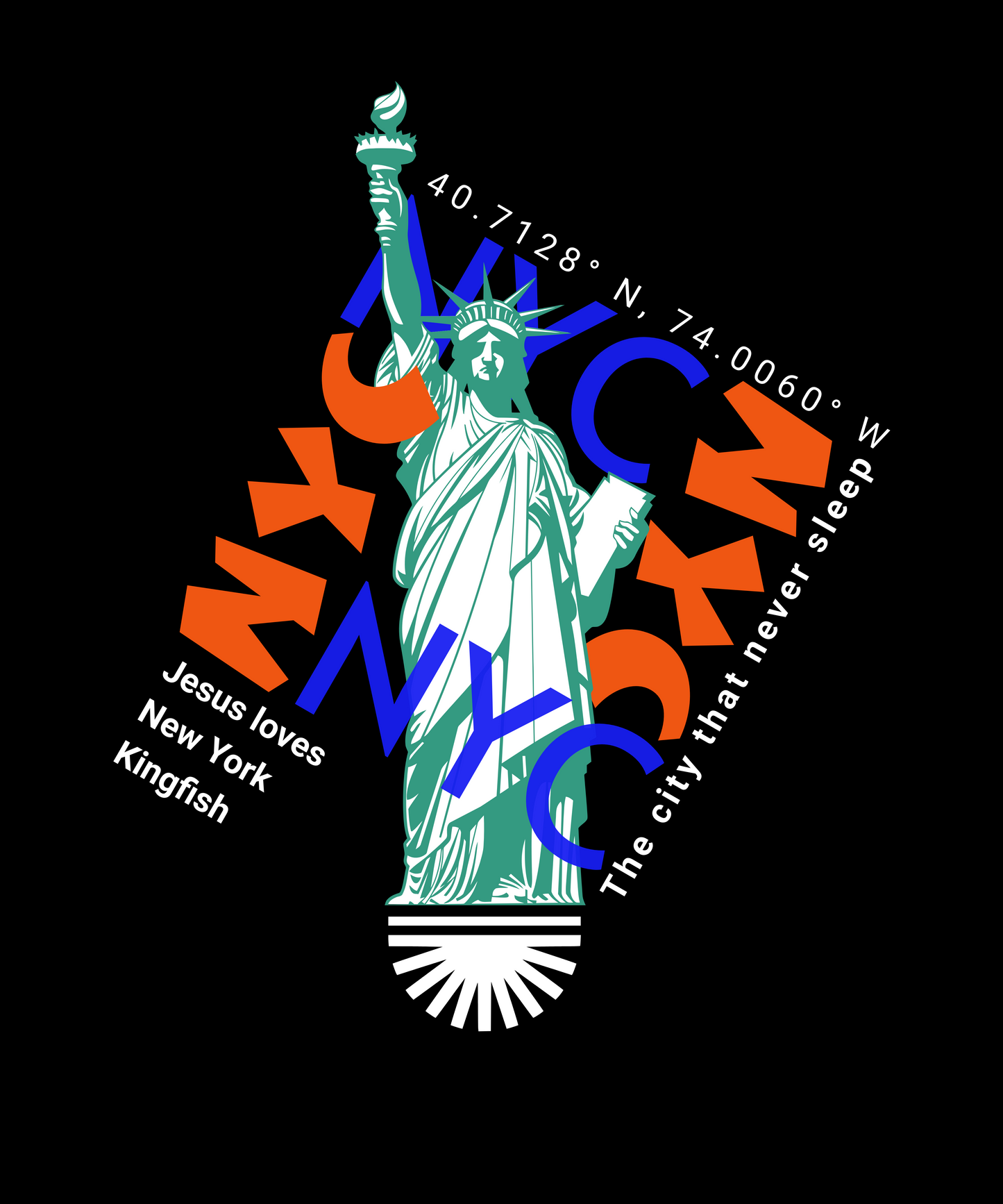 NYC Statue of Liberty Graphic Unisex T-Shirt — Jesus loves New York - Kingfish Apparel