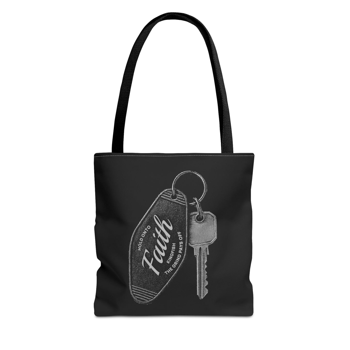 Hold onto Faith -Tote Bag, Kingfish Tote, AOP Shopping Bag, Vintage Style Bag