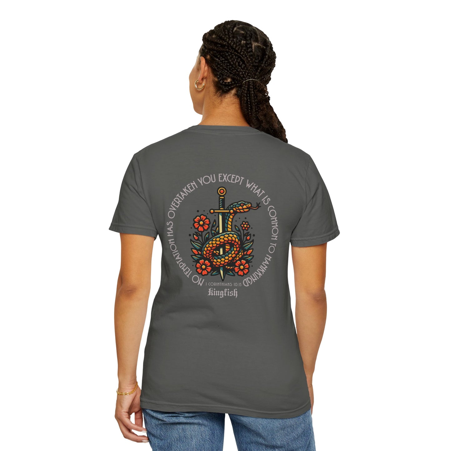 Christian Streetwear - Snake & Dagger Floral Unisex T-Shirt — "No Temptation Has Overtaken You Except What Is Common To Mankind.
