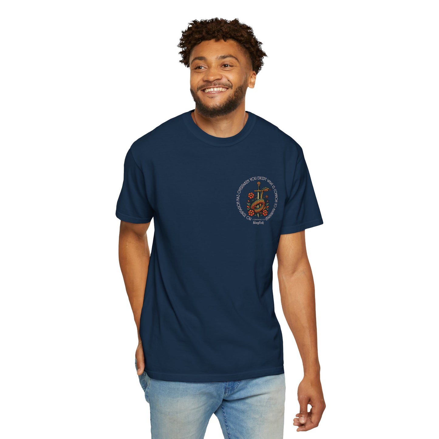 Christian Streetwear - Snake & Dagger Floral Unisex T-Shirt — "No Temptation Has Overtaken You Except What Is Common To Mankind.