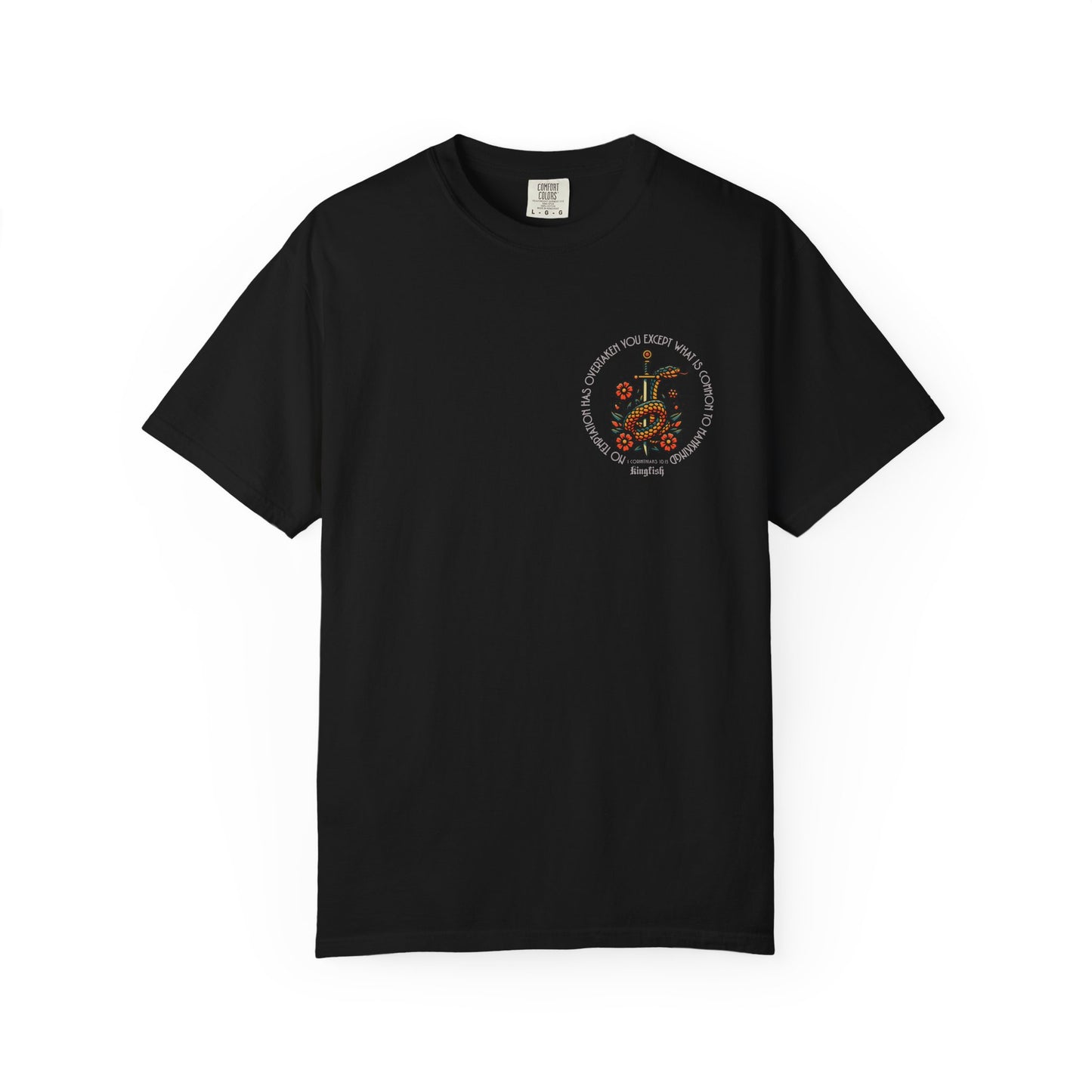 Christian Streetwear - Snake & Dagger Floral Unisex T-Shirt — "No Temptation Has Overtaken You Except What Is Common To Mankind.