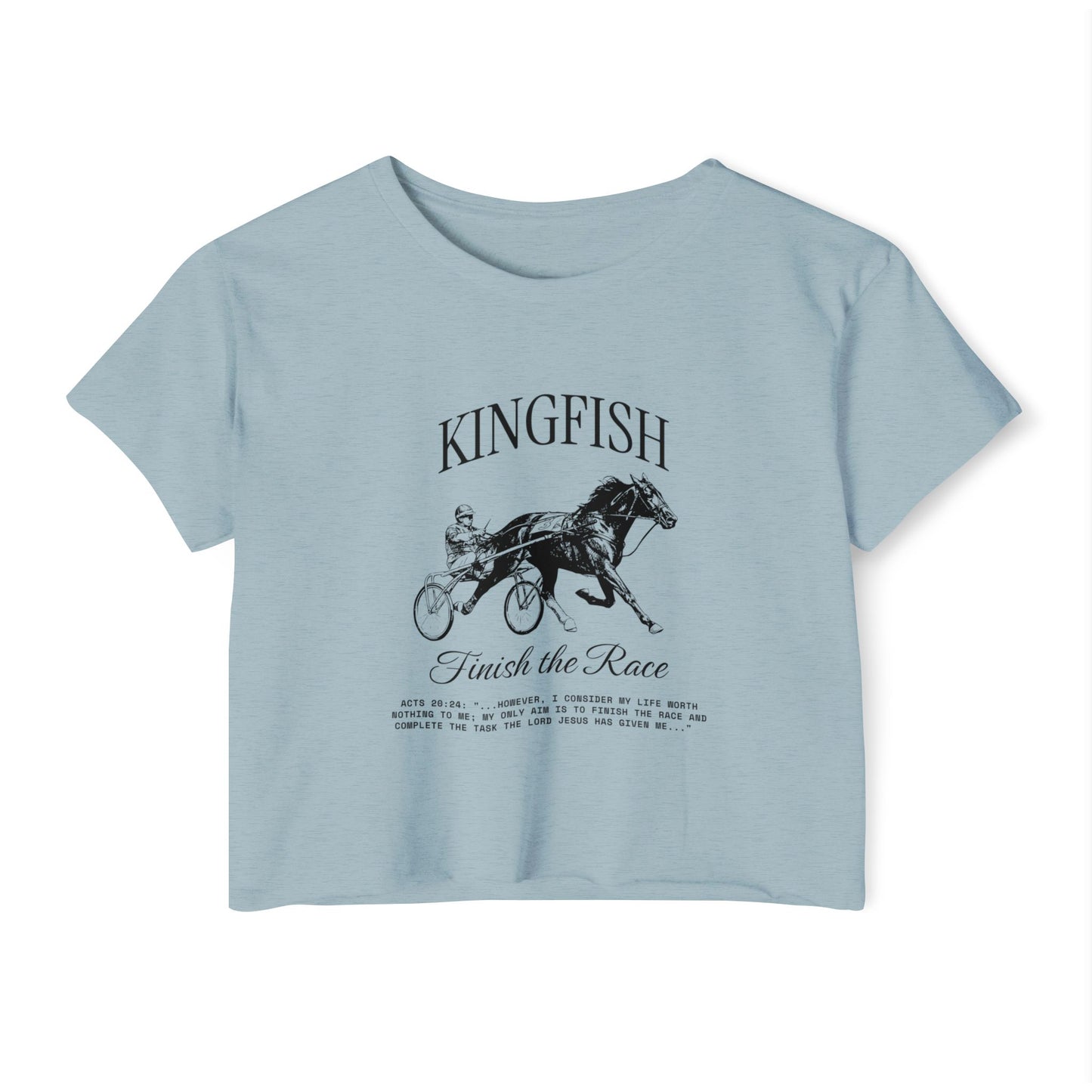 Kingfish Finish the Race Crop Top — Vintage Harness Racing Graphic