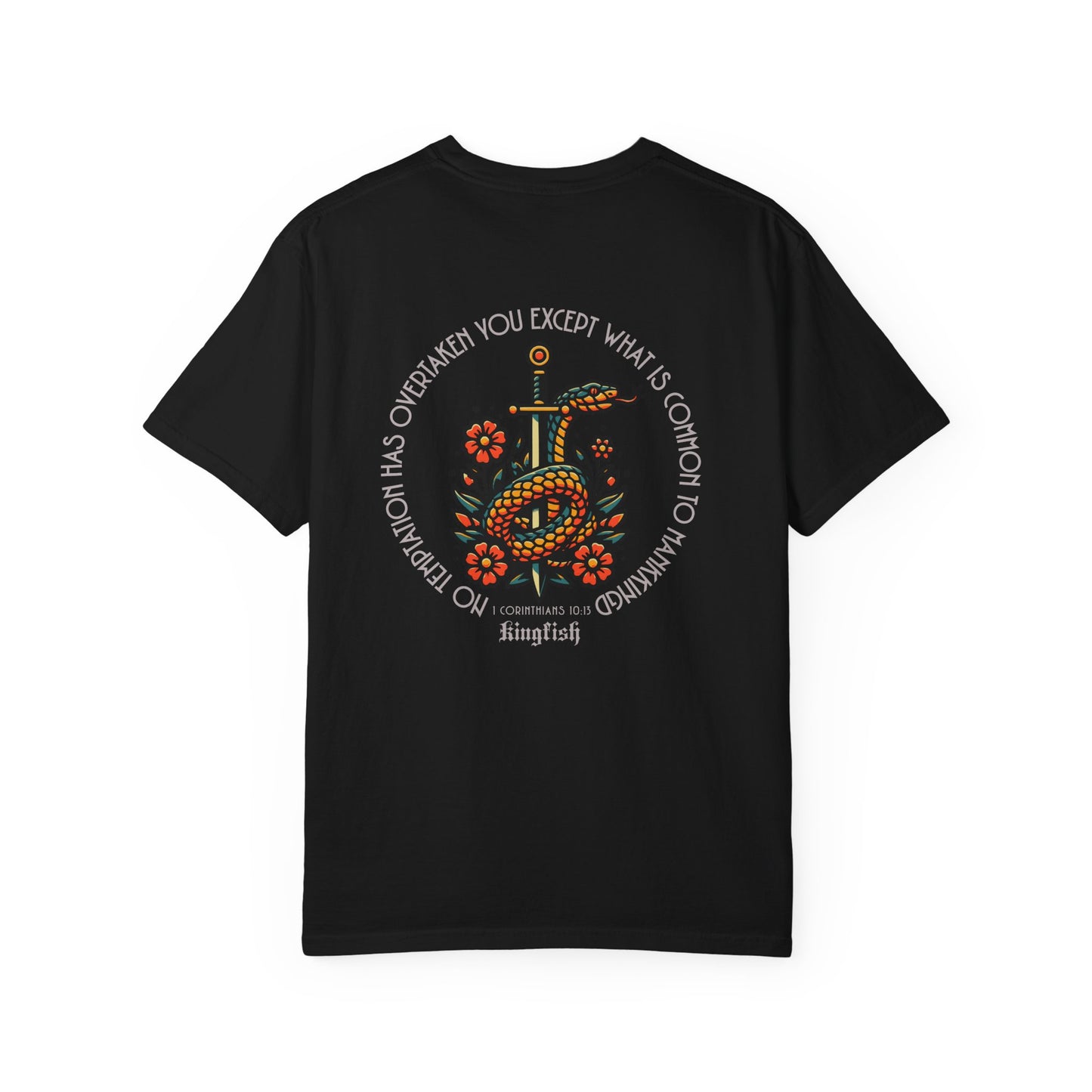 Christian Streetwear - Snake & Dagger Floral Unisex T-Shirt — "No Temptation Has Overtaken You Except What Is Common To Mankind.