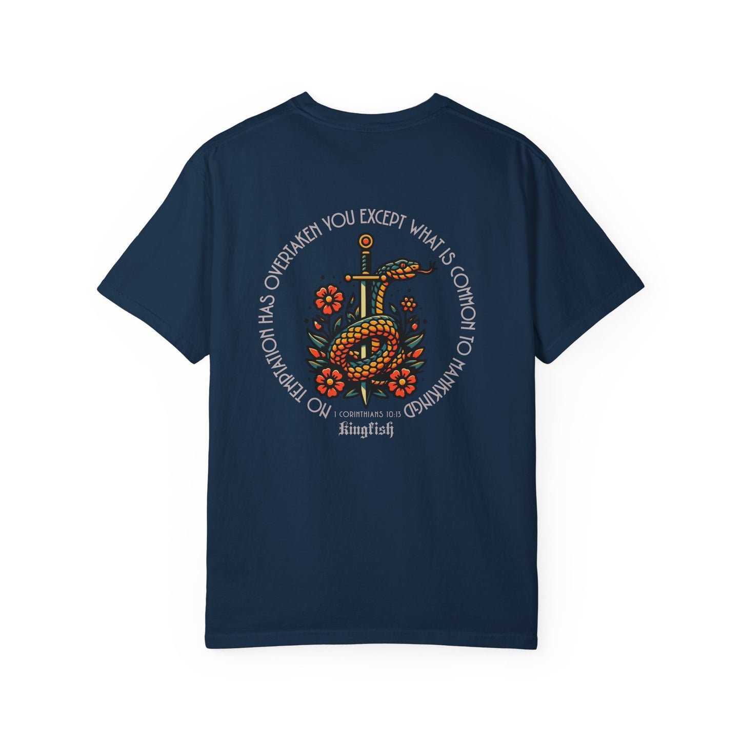 Christian Streetwear - Snake & Dagger Floral Unisex T-Shirt — "No Temptation Has Overtaken You Except What Is Common To Mankind.
