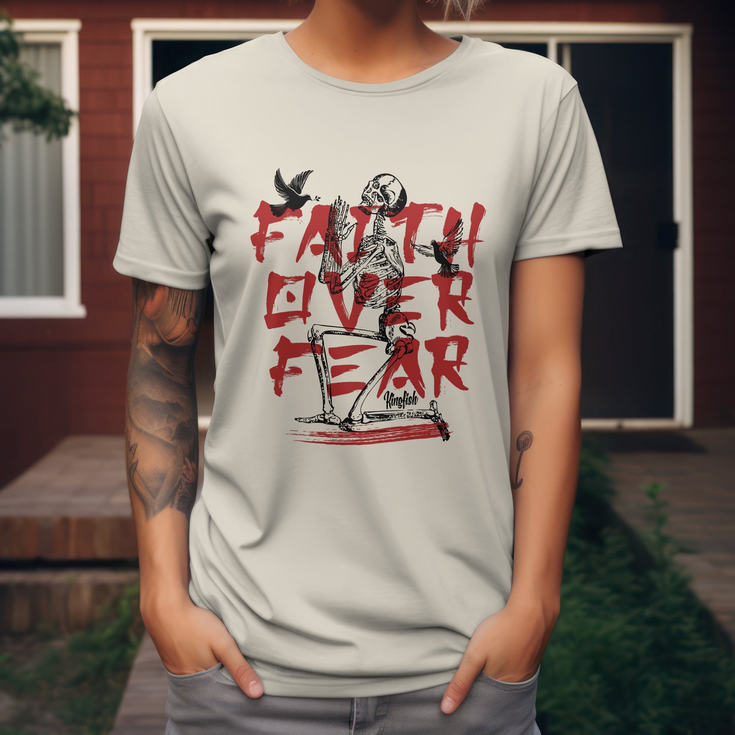 Christian Streetwear "Faith Over Fear" -  Unisex Garment-Dyed T-shirt