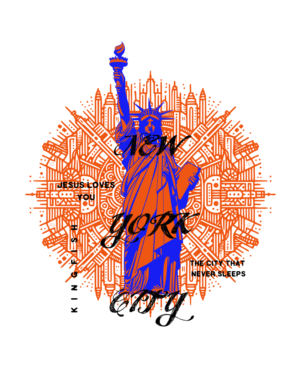 New York City Skyline Unisex T-Shirt — Retro Statue of Liberty - Jesus Loves You - Graphic Tee