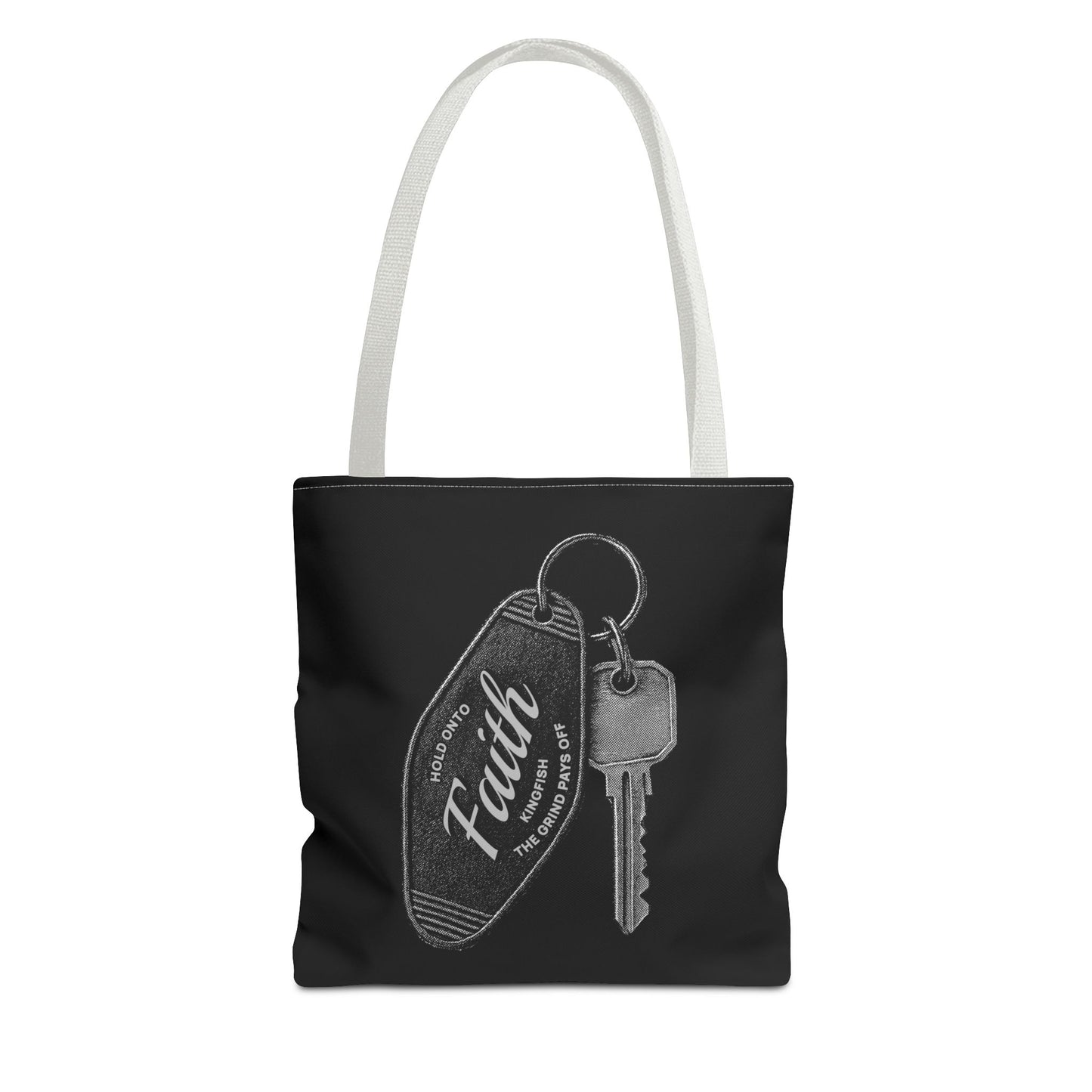 Hold onto Faith -Tote Bag, Kingfish Tote, AOP Shopping Bag, Vintage Style Bag