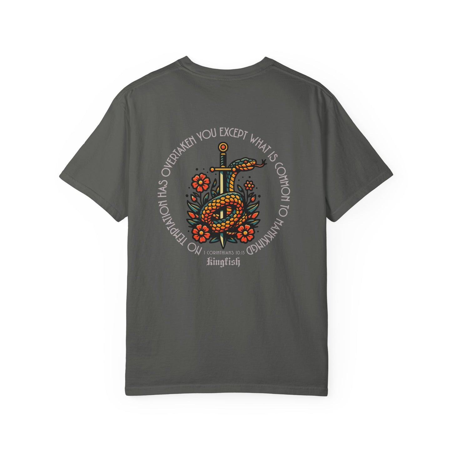 Christian Streetwear - Snake & Dagger Floral Unisex T-Shirt — "No Temptation Has Overtaken You Except What Is Common To Mankind.