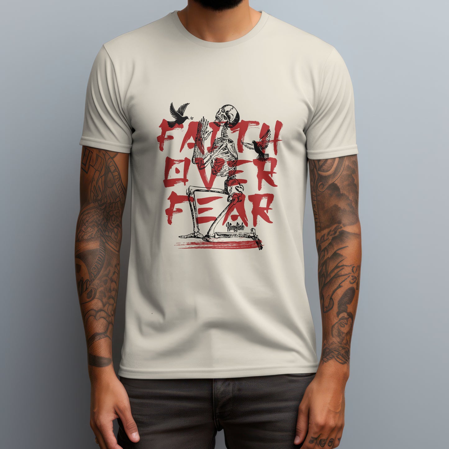 Christian Streetwear "Faith Over Fear" -  Unisex Garment-Dyed T-shirt