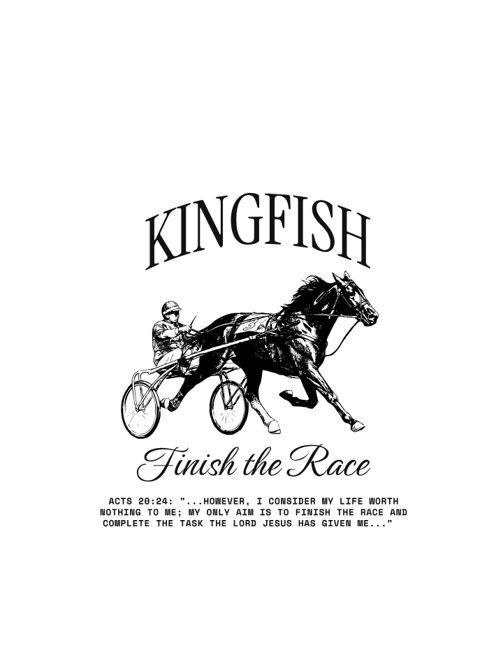 Kingfish 'Finish the Race' Horse Racing Graphic T‑Shirt - Unisex