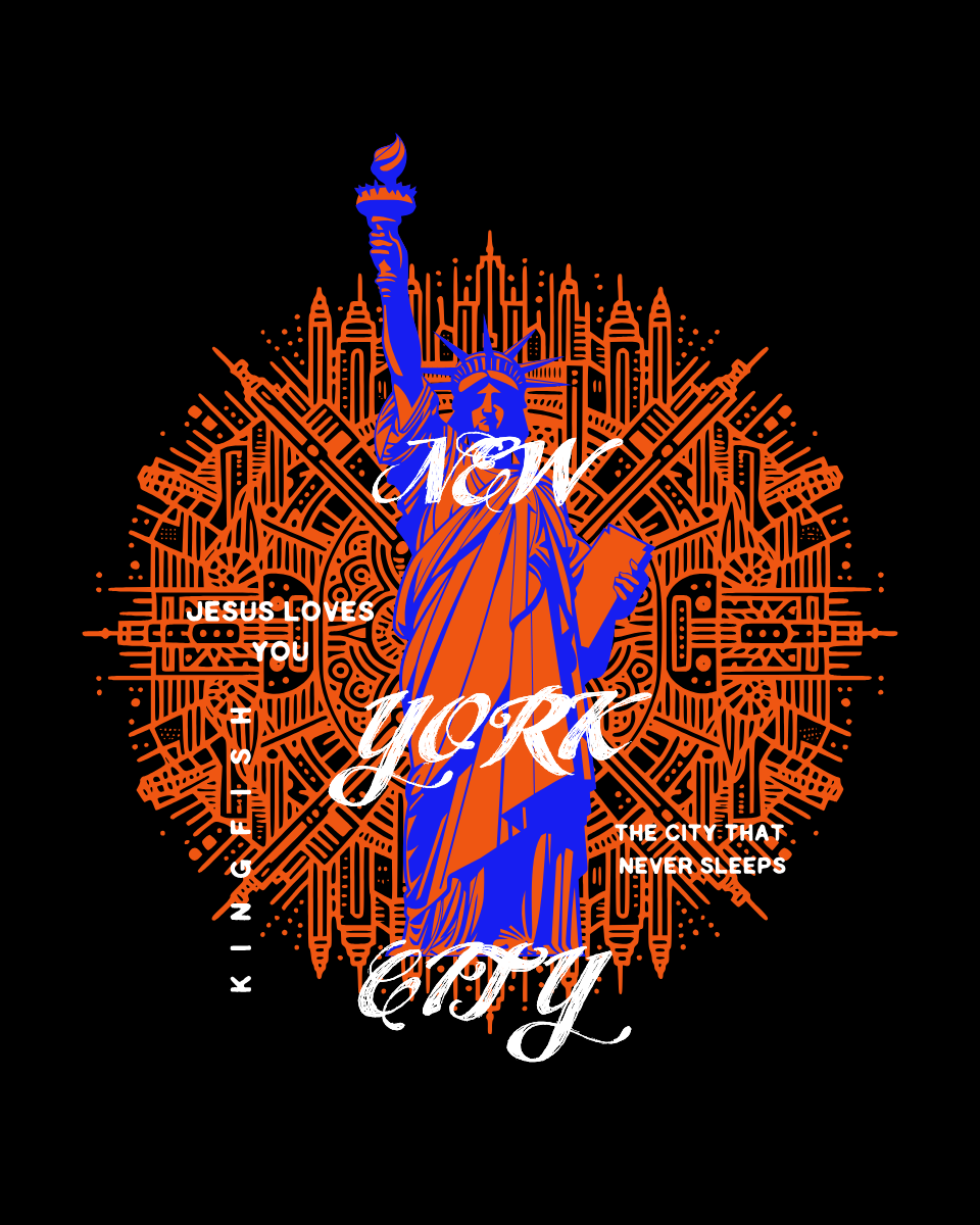 New York City Skyline Unisex T-Shirt — Retro Statue of Liberty - Jesus Loves You - Graphic Tee